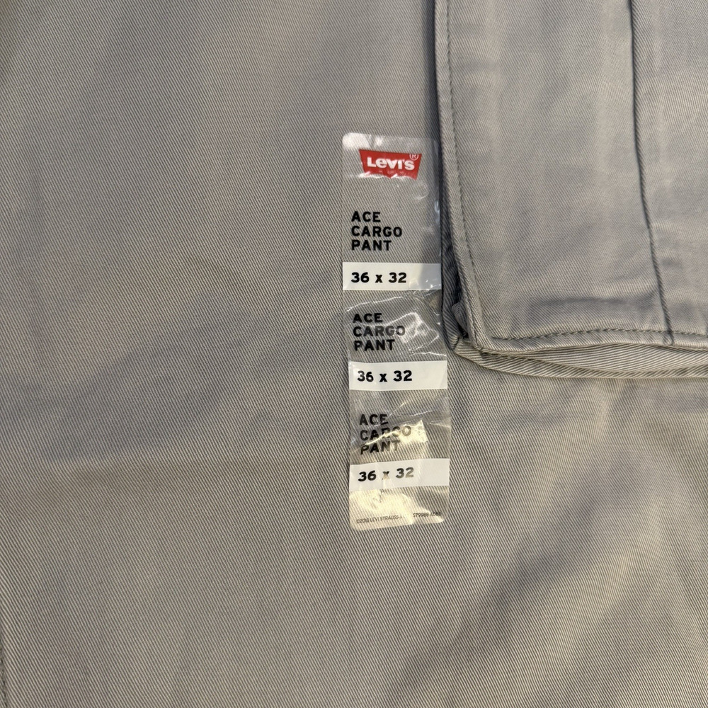 New Levi's Ace Cargo Pants Relaxed Fit Slightly Tapered Gray Cotton Sz 36x32 Y2K - Picture 8 of 13